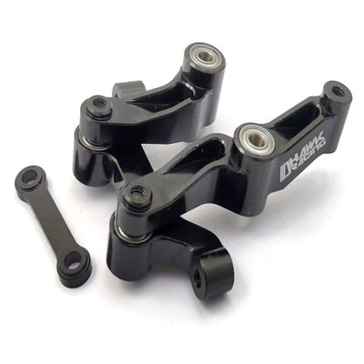 Dhawk Racing CNC Alloy Steering Bellcrank Kit w/Bearing Black for Team Associated DR10 ProSC10 DB10 SR10