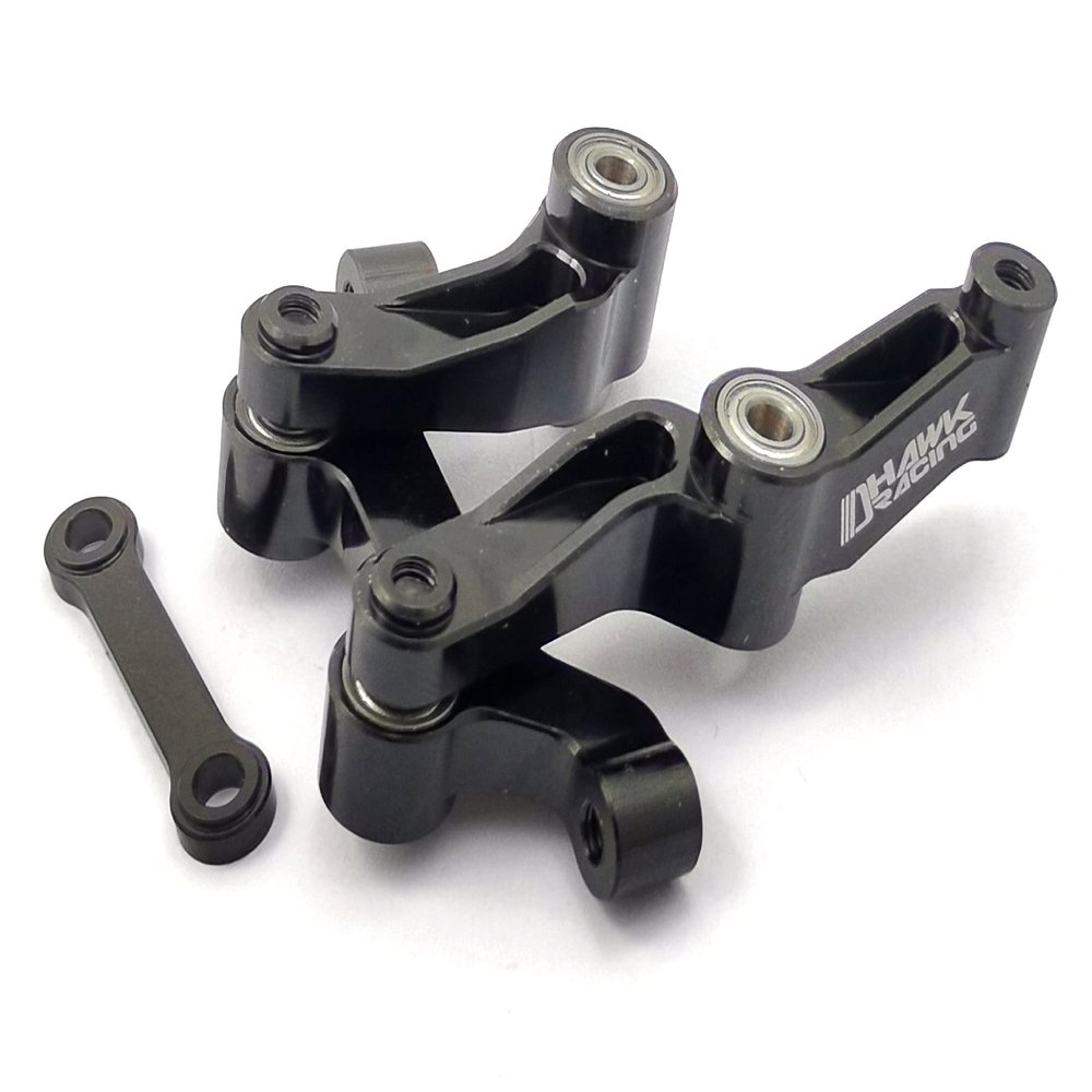 Dhawk Racing CNC Alloy Steering Bellcrank Kit w/Bearing Black for Team Associated DR10 ProSC10 DB10 SR10