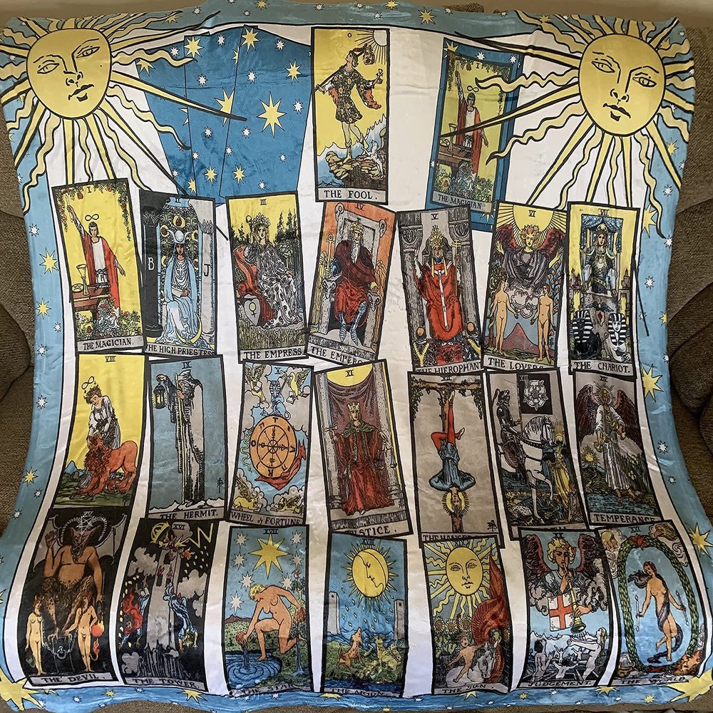 Rider Waite Major Arcana Tarot Cards Throw Blanket, Full