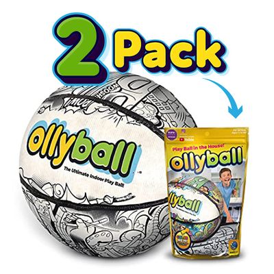 Ollyball 2-Pack Eco Pak Play Balls for Kids & Parents  Soccer Ball & Football for Indoor Activities with Patented KrunchCOR & Full-Force Indoor Play | Christmas Soccer Gifts for Boys & Girls
