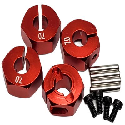 NHX RC Wheel Hex Adaptor 12x7mm with Pins Red (4pc) Thickness 7mm