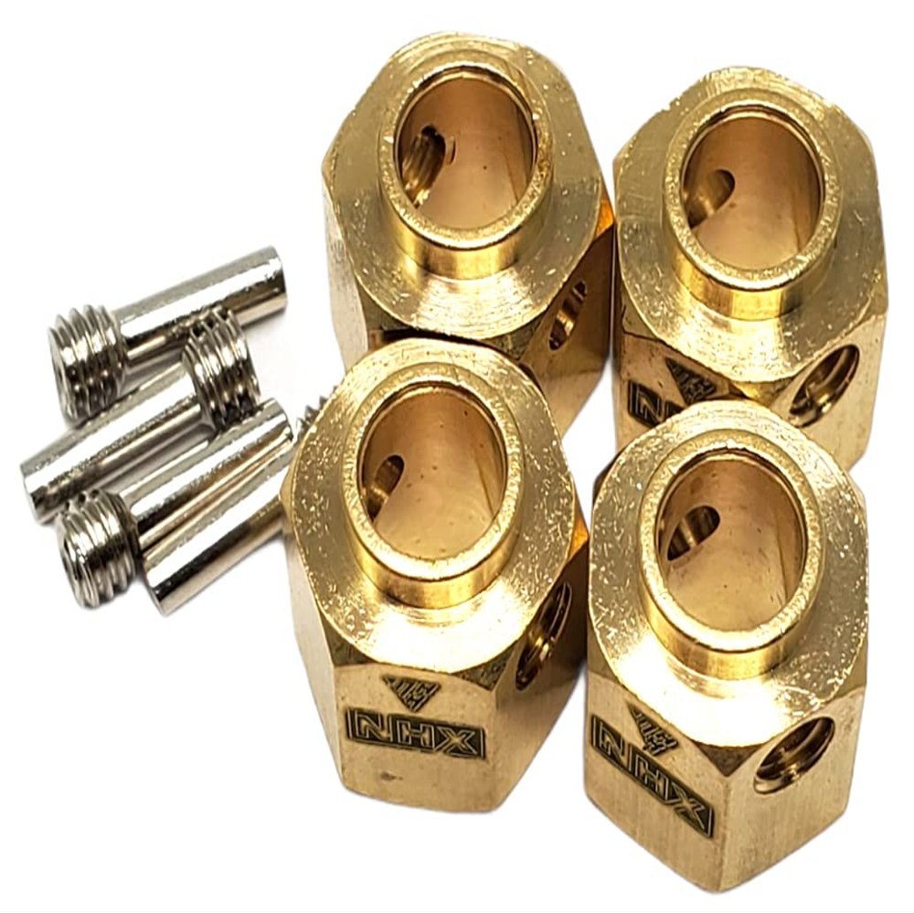 NHX RC Brass Wheel Hex Adaptor Extensions : 12x10mm 4pcs/Set