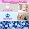 Realhaha Ball Pit Balls 100 PCS, Star Shapes for Babies Kids Playpen Plastic Balls for Babies Ball Pool Puppy Playballs, Pearl Blue Blue White view 4