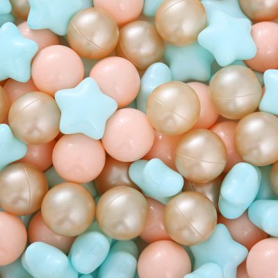 Realhaha Ball Pit Balls 100 PCS, Star Shapes for Babies Kids Playpen Plastic Balls for Babies Ball Pool Puppy Playballs, Orage Pink Green Brown