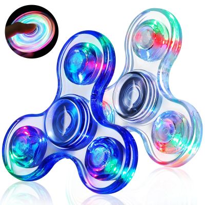 Gigilli Fidget Spinners for Kids 2 Pack, Light up Sensory Fidget Toys Adults Kid 4-8-12, Glow in The Dark ADHD Autism Toys 5-7 Boys Girls, LED Classroom Prizes Valentine Gifts for Kids Mini Fidgets