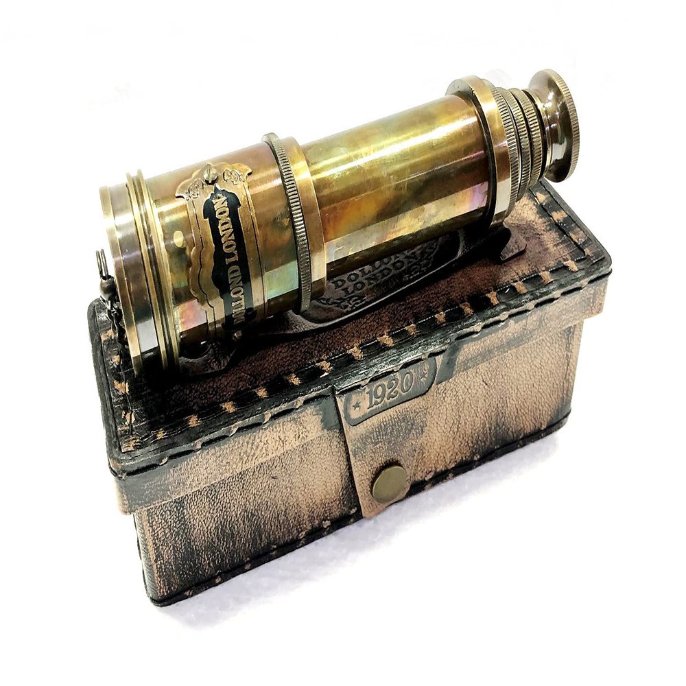 Brass Nautical - Antique Functional Telescope Replica | Brass Made | Glass Optics & High Magnification | Pirate's Instrument| Antique Finish | 16in Long | Handheld Style Spyglass