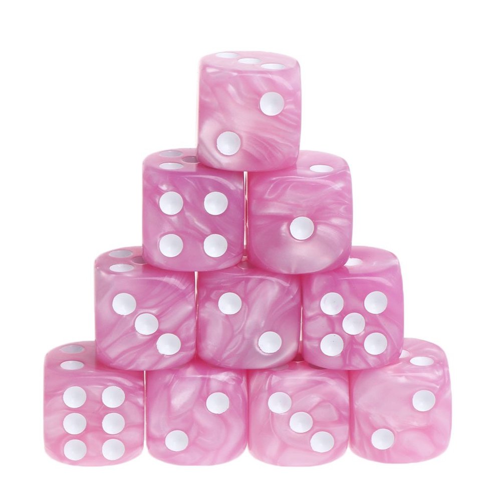 BOBEINI 10Pieces/Set Acrylic Polyhedral Dice for TRPG Board Game Pink