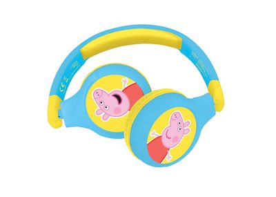 LEXiBOOK Peppa Pig 2-in-1 Bluetooth Headphones Stereo Wireless Wired, Kids Safe, Foldable, Adjustable, Yellow/Blue, HPBT010PP