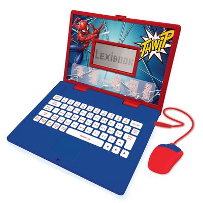 LEXIBOOK JC598SPi13 Educational and Bilingual Laptop Arabic/English-Toy for Child Kid 124 Activities, Learn Play Games and Music with Spider-Man-Red/Blue