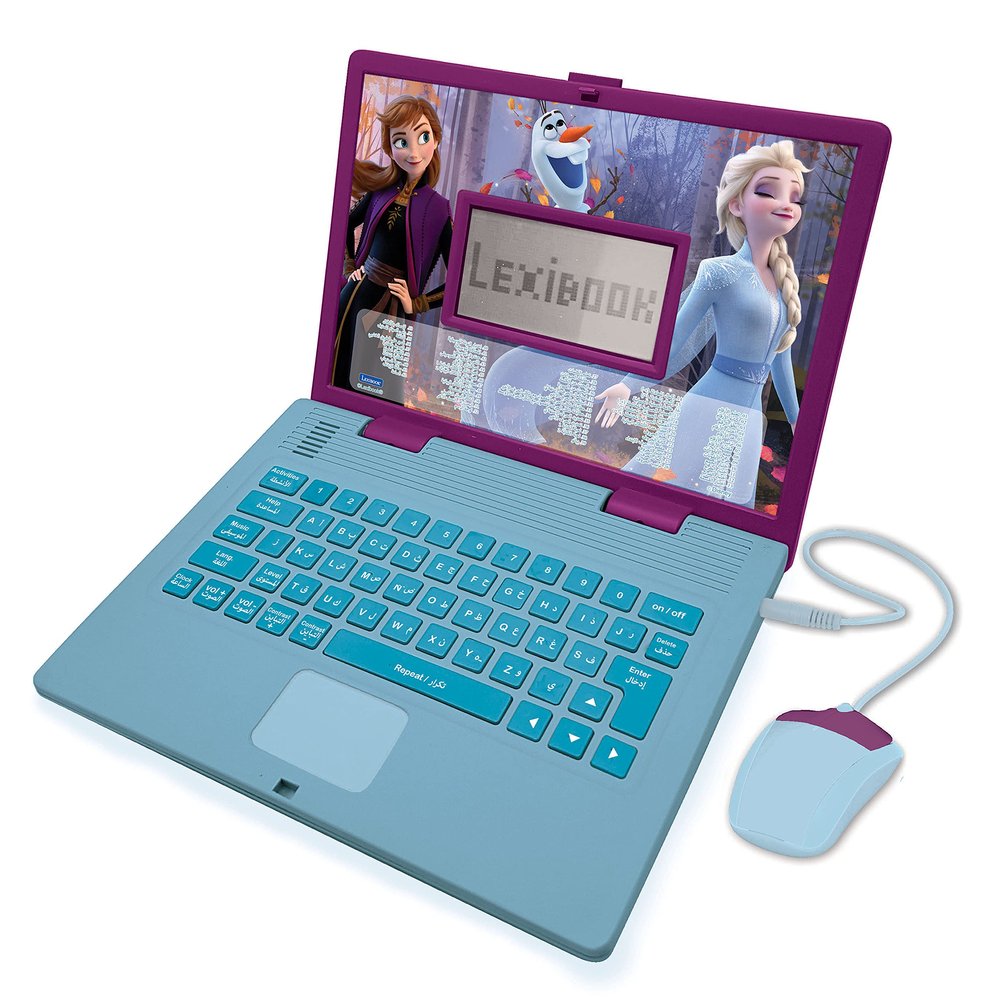 Lexibook JC598FZi13 Educational and Bilingual Laptop Arabic/English-Toy for Child Kid 124 Activities, Learn Play Games and Music with Frozen-Purple/Blue