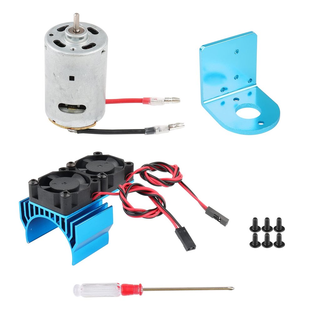 Rchobbytop RC 540 Motor Aluminum Motor Heatsink with Dual Cooling Fan Motor Seat Combo for A949-B A959-B A969-B A979-B K929-B 1/18 Wltoys Upgrades Parts