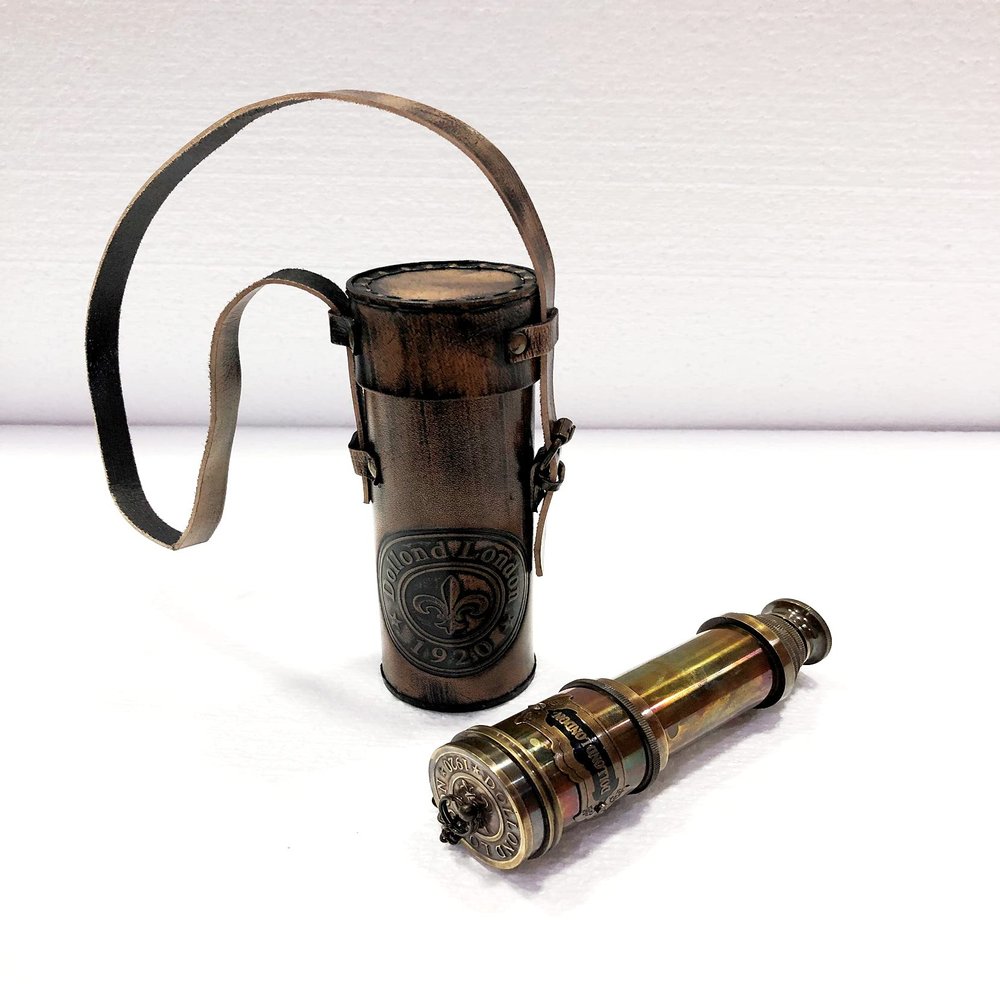Antique Brass Nautical - Antique Functional Telescope Replica | Brass Made | Glass Optics & High Magnification | Pirate's Instrument| Antique Finish | 16in Long | Handheld Style Spyglass