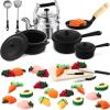 34 Pcs Miniature Dollhouse Kitchen Accessories 1/12 Scale Mini Dollhouse Metal Pots and Pans Stove top Cookware Miniature Food Vegetables Fruits for Christmas Pretend Game Party Gifts Decoration view 1