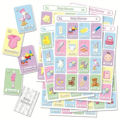 More Fiesta Baby Shower Mexican Bingo Game in Spanish, for 30 Players