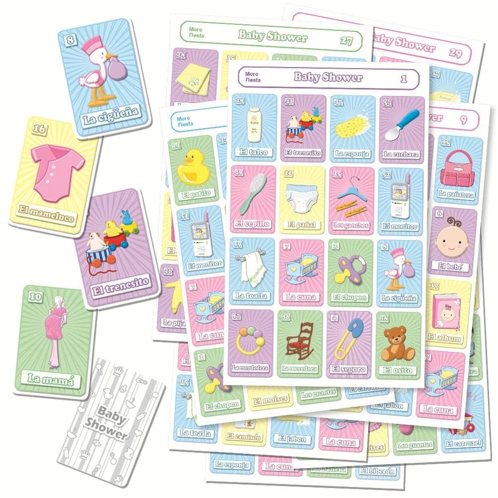 More Fiesta Baby Shower Mexican Bingo Game in Spanish, for 30 Players