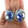 Big Game Toys Set of 2 Vapor 35mm Boulder Clear/White/Blue/Cobalt Swirl Large Shooter Solid Glass Marbles Decor/Vase Filler/Aquarium view 1