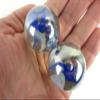 Big Game Toys Set of 2 Vapor 35mm Boulder Clear/White/Blue/Cobalt Swirl Large Shooter Solid Glass Marbles Decor/Vase Filler/Aquarium view 3