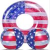 POZA Inflatable USA Pool Float Tube and Beach Balls - Luxurious American Flag Design with Sparkly Silver Stars Confetti Pool Float and Inflatable Beach Balls, Water Inflatables for Pool, Beach, Lake view 1