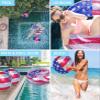 POZA Inflatable USA Pool Float Tube and Beach Balls - Luxurious American Flag Design with Sparkly Silver Stars Confetti Pool Float and Inflatable Beach Balls, Water Inflatables for Pool, Beach, Lake view 3