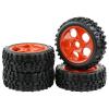Rchobbytop 4pcs 1:8 Buggy Tires RC Tires and Plastic Wheels Set 17mm Hex 5 Spokes Wheel Rim with Hub Adapters Nuts for Off Road Short Course Rally Sand Snow All Terrain, Red view 2