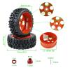 Rchobbytop 4pcs 1:8 Buggy Tires RC Tires and Plastic Wheels Set 17mm Hex 5 Spokes Wheel Rim with Hub Adapters Nuts for Off Road Short Course Rally Sand Snow All Terrain, Red view 3