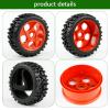 Rchobbytop 4pcs 1:8 Buggy Tires RC Tires and Plastic Wheels Set 17mm Hex 5 Spokes Wheel Rim with Hub Adapters Nuts for Off Road Short Course Rally Sand Snow All Terrain, Red view 4