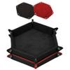 SIQUK 2 Pieces Dice Tray PU Leather Dice Trays Folding Hexagon Dice Holder Tray for Dice Games Like RPG, DND and Other Table Games (Black and Red) view 1