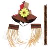 4Pcs Halloween Straw Hat Costumes Straw Sunflower Wizard Hat with Necklace Wristband Decoration for Harvest Carnival Cosplay Adornment view 1