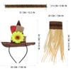 4Pcs Halloween Straw Hat Costumes Straw Sunflower Wizard Hat with Necklace Wristband Decoration for Harvest Carnival Cosplay Adornment view 2