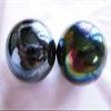 Big Game Toys Set of 2 Midnight Galaxy 35mm Boulder Purple/Gold Oil Slick Metallic Iridescent Swirl Large Shooter Solid Glass Marbles Home Decor/Vase Filler/Aquarium view 1