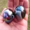 Big Game Toys Set of 2 Midnight Galaxy 35mm Boulder Purple/Gold Oil Slick Metallic Iridescent Swirl Large Shooter Solid Glass Marbles Home Decor/Vase Filler/Aquarium view 2