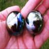 Big Game Toys Set of 2 Midnight Galaxy 35mm Boulder Purple/Gold Oil Slick Metallic Iridescent Swirl Large Shooter Solid Glass Marbles Home Decor/Vase Filler/Aquarium view 3