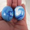 Big Game Toys Set of 2 Dinosaur Egg 35mm Boulder Blue/White Swirl Large Shooter Solid Glass Marbles Home Decor/Vase Filler/Aquarium view 4