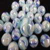 Big Game Toys~25 Glass Marbles Tiger Shark Iridescent White/Purple/Blue Swirl Classic Style Game Pack (24 Player, 1 Shooter) Home Decor/Vase Filler/Aquarium view 2
