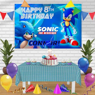 Sonic Game Birthday Banner Personalized Party Backdrop Decoration 60x42 Inches - 5x3 Feet