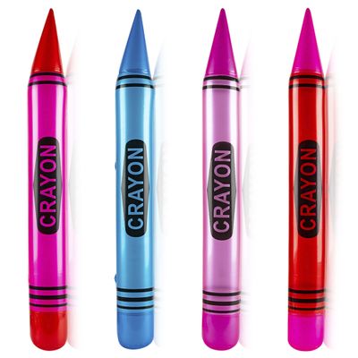 HOWBOUTDIS 44-inch Tall Inflatable Crayons 4 Pack- assorted colors Bright Colors -Super Fun Party Favor/Prize/Gift-Ages 3+