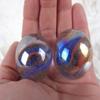Big Game Toys Set of 2 Carnival 35mm Boulder Iridescent Clear/Red/Blue Swirl Large Shooter Solid Glass Marbles Home Decor/Vase Filler/Aquarium view 1