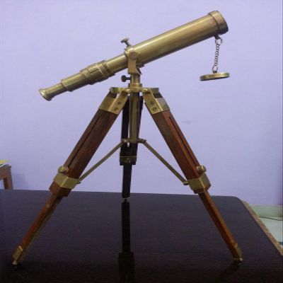 Royal Vintage Brass Nautical Telescope with Wooden Tripod Marine Gift Item.
