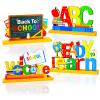 4 Pieces Back to School Party Decorations Wooden First of School Centerpieces Ready to Learn Table Toppers for School Classroom Home Teacher Party Favor Supplies Photo Booth Props view 1