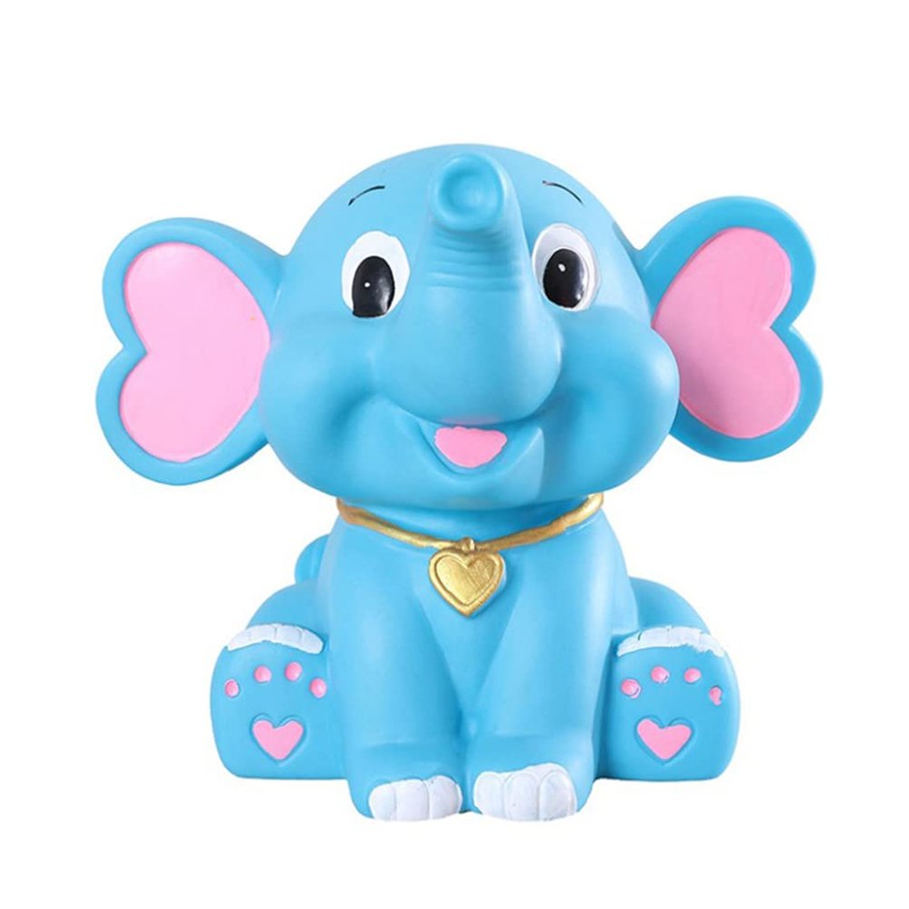 HEALLILY Animal Figurine Girls Cartoon Elephant Piggy Bank Silicone Piggy Bank Money Bank Coin Bank Money Saving Pot Box Birthday for Kids Boys Girls (Blue) Table Elephant Ornament