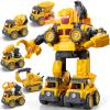 TOY Life Toys for 3 4 5 6 7 Year Old Boys Construction Vehicles Transform Robots Toys for Kids 5 in 1 Robot Toys for Kids 5-7 Construction Toys for Boy Vehicle Transformer Cars Best Gifts for Boys view 1