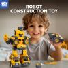 TOY Life Toys for 3 4 5 6 7 Year Old Boys Construction Vehicles Transform Robots Toys for Kids 5 in 1 Robot Toys for Kids 5-7 Construction Toys for Boy Vehicle Transformer Cars Best Gifts for Boys view 2