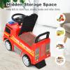 Costzon Ride On Push Car for Toddlers, Licensed Mercedes Benz Sliding Car w/Steering Wheel, Horn, Headlights, Under Seat Storage, Foot-to-Floor Riding Toy for Boys Girls 18-36 Months (Fire Truck, Red) view 4