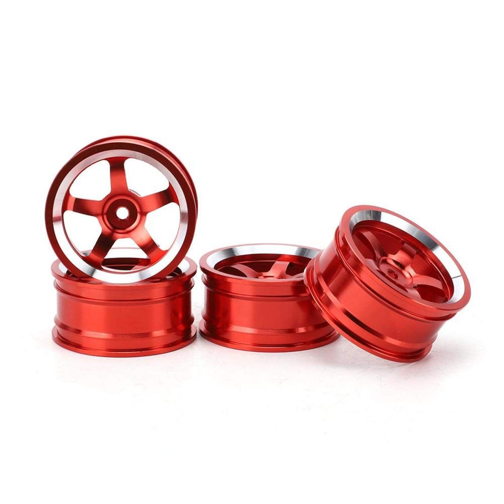 Keenso RC Wheel Hub, 4Pcs 1/10 Aluminum Alloy Wheel Hub Accessory RC Parts Fit for 94123 Touring Drift Car(red) Car Parts Model car Parts