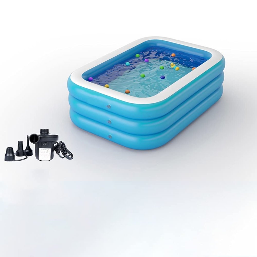 inflatable pool with Free Inflatable Pump,Family Full-Size Kiddie Pools, Inflatable Lounge Pool for Kiddie, Kids, Adult, Toddlers for Ages 3+,Outdoor, Garden, Backyard Swimming Pool.