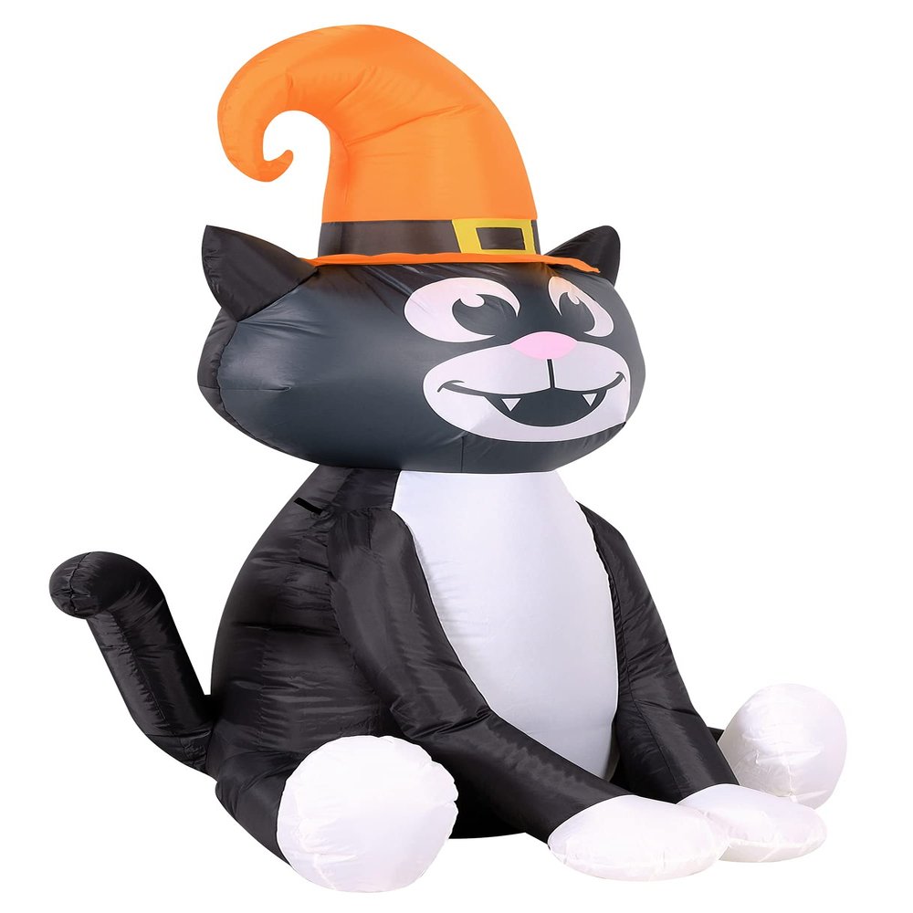Occasions 5' Inflatable Black CAT, 3.5 ft Tall, Multicolored