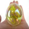 Big Game Toys~Large 2" (50mm) Yellow Spaghetti Toe Breaker w/Display Stand Iridescent Bubble Marble Glass Ball Large Huge Clear/Yellow Confetti Ribbon Shooter Swirl Home Decor/Aquarium view 1