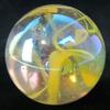 Big Game Toys~Large 2" (50mm) Yellow Spaghetti Toe Breaker w/Display Stand Iridescent Bubble Marble Glass Ball Large Huge Clear/Yellow Confetti Ribbon Shooter Swirl Home Decor/Aquarium view 3