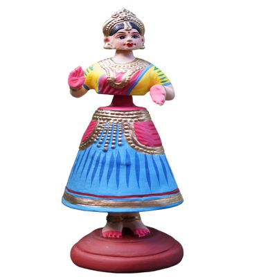 Hastha Kalalu | Kondapalli Dancing Doll | Papier Mache Dancing Doll/Iconic Dancing Doll of India/Aatabomma/Baapu Bomma/Butta Bomma/Golu Dolls/Navaratri Golu (Blue, 10 Inches)