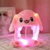 umbresen Bunny Hat Ear Moving Jumping Rabbit Hat Funny Cute Plush Animal Cap with Paws for Kids Women Girl Party Christmas Holiday Birthday Dress up Cosplay Costume Gift (LED Pink) view 3